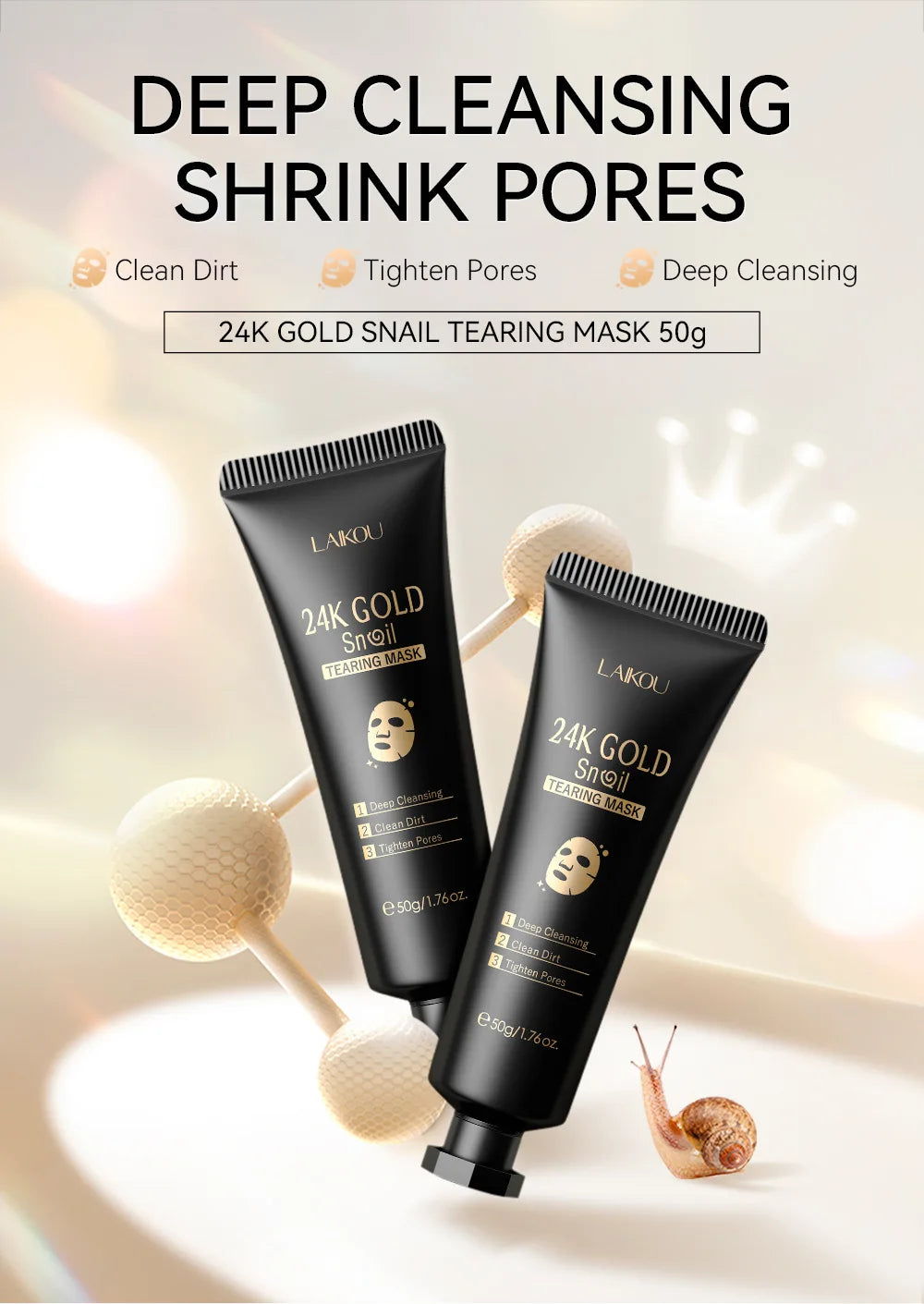 LAIKOU 24K Gold Snail Peeling Face Mask